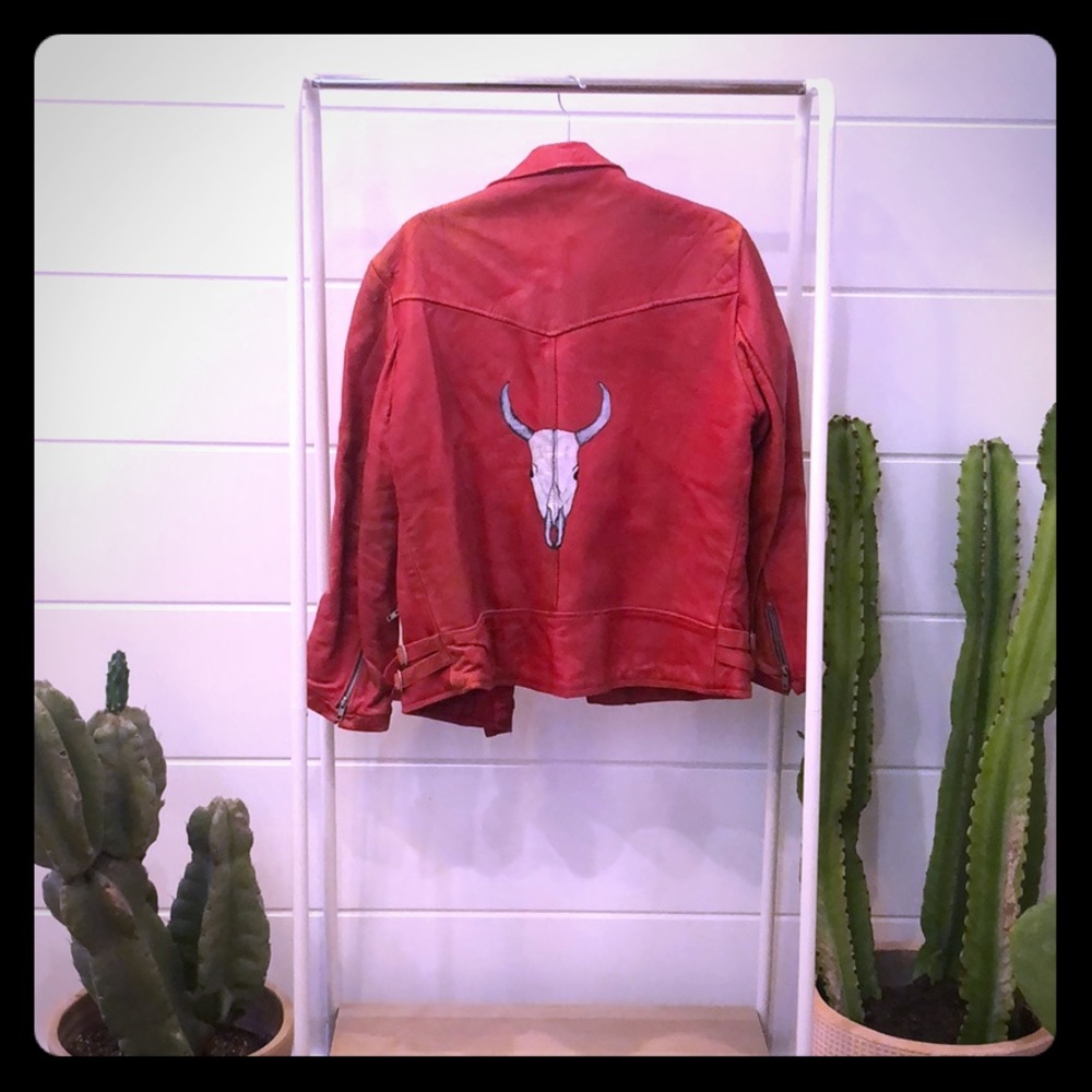 Vintage Red Leather Desert Jacket